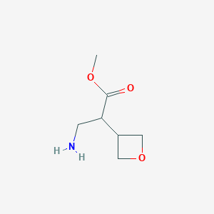 molecular formula C7H13NO3 B13333664 Methyl 3-amino-2-(oxetan-3-yl)propanoate 