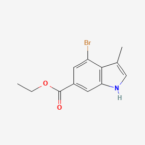 molecular formula C12H12BrNO2 B13334301 ethyl 4-bromo-3-methyl-1H-indole-6-carboxylate 