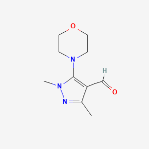 molecular formula C10H15N3O2 B1333433 1,3-Dimethyl-5-morpholino-1H-pyrazole-4-carbaldehyde CAS No. 26990-69-2