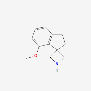 molecular formula C12H15NO B13334405 7'-Methoxy-2',3'-dihydrospiro[azetidine-3,1'-indene] 