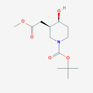 molecular formula C13H23NO5 B13334448 tert-Butyl (3R,4S)-4-hydroxy-3-(2-methoxy-2-oxoethyl)piperidine-1-carboxylate 