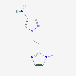molecular formula C9H13N5 B13334545 1-[2-(1-Methyl-1H-imidazol-2-YL)ethyl]-1H-pyrazol-4-amine 