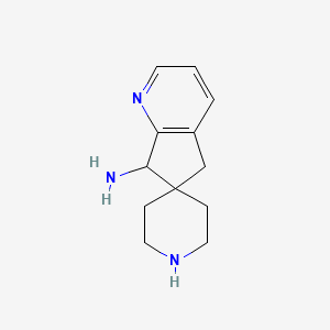 molecular formula C12H17N3 B13334562 5,7-Dihydrospiro[cyclopenta[b]pyridine-6,4'-piperidin]-7-amine 