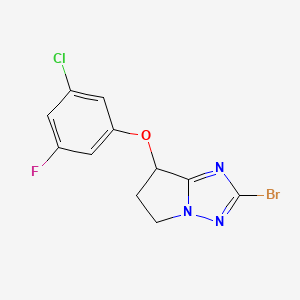 molecular formula C11H8BrClFN3O B13334587 2-Bromo-7-(3-chloro-5-fluorophenoxy)-6,7-dihydro-5H-pyrrolo[1,2-b][1,2,4]triazole 