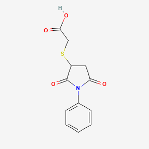molecular formula C12H11NO4S B1333473 (2,5-Dioxo-1-phenyl-pyrrolidin-3-ylsulfanyl)-acetic acid CAS No. 60788-02-5