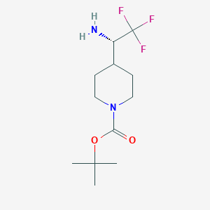 molecular formula C12H21F3N2O2 B13334961 tert-Butyl (S)-4-(1-amino-2,2,2-trifluoroethyl)piperidine-1-carboxylate 