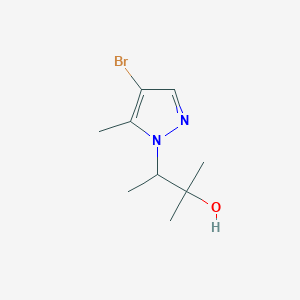 molecular formula C9H15BrN2O B13334988 3-(4-Bromo-5-methyl-1H-pyrazol-1-yl)-2-methylbutan-2-ol 