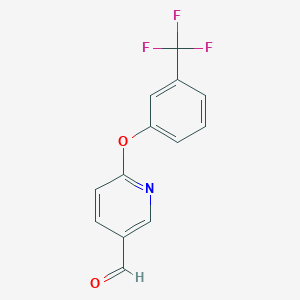 molecular formula C13H8F3NO2 B1333501 6-[3-(Trifluoromethyl)phenoxy]nicotinaldehyde CAS No. 338967-16-1