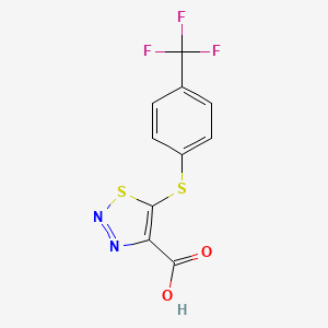 molecular formula C10H5F3N2O2S2 B1333506 5-{[4-(Trifluoromethyl)phenyl]sulfanyl}-1,2,3-thiadiazole-4-carboxylic acid CAS No. 338982-07-3