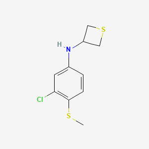 molecular formula C10H12ClNS2 B13335282 N-(3-Chloro-4-(methylthio)phenyl)thietan-3-amine 