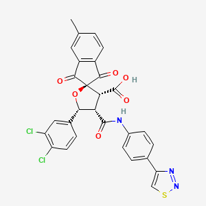 molecular formula C29H19Cl2N3O6S B13335551 Spiro[3-carboxy-4-{(4-[1,2,3]thiadiazol-4-YL-phenyl)-amino-carbonyl}-5-[3,4-dichloro-phenyl]-tetrahydrofuran-2,2'-5-methyl-indan-1,3-dione] 