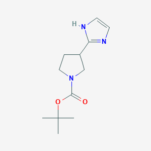 molecular formula C12H19N3O2 B13335613 tert-Butyl 3-(1H-imidazol-2-yl)pyrrolidine-1-carboxylate 