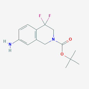 molecular formula C14H18F2N2O2 B13335737 tert-Butyl 7-amino-4,4-difluoro-3,4-dihydroisoquinoline-2(1H)-carboxylate 