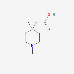 molecular formula C9H17NO2 B13336344 2-(1,4-Dimethylpiperidin-4-yl)acetic acid 