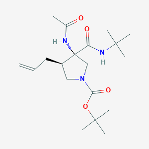 molecular formula C19H33N3O4 B13336414 tert-Butyl (3S,4R)-3-acetamido-4-allyl-3-(tert-butylcarbamoyl)pyrrolidine-1-carboxylate 
