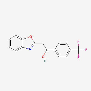 molecular formula C16H12F3NO2 B1333650 2-Benzoxazol-2-yl-1-(4-trifluoromethylphenyl)-ethanol CAS No. 502625-50-5