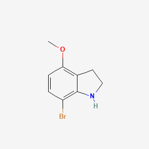 molecular formula C9H10BrNO B13336506 7-bromo-4-methoxy-2,3-dihydro-1H-indole 
