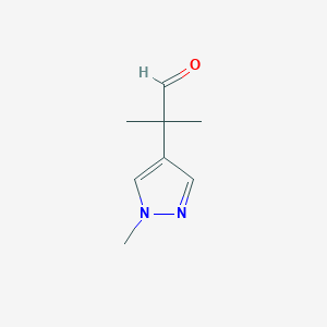 molecular formula C8H12N2O B13336614 2-Methyl-2-(1-methyl-1H-pyrazol-4-yl)propanal 