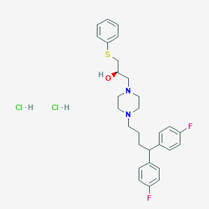 molecular formula C29H36Cl2F2N2OS B133367 1-Piperazineethanol, 4-(4,4-bis(4-fluorophenyl)butyl)-alpha-((phenylthio)methyl)-, dihydrochloride, (R)- CAS No. 143759-74-4