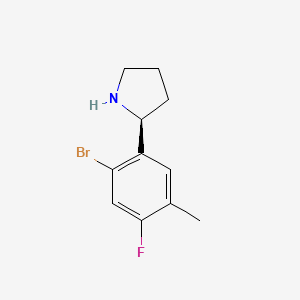 molecular formula C11H13BrFN B13336779 (S)-2-(2-Bromo-4-fluoro-5-methylphenyl)pyrrolidine 