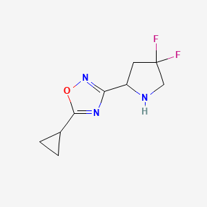 molecular formula C9H11F2N3O B13336787 5-Cyclopropyl-3-(4,4-difluoropyrrolidin-2-yl)-1,2,4-oxadiazole 