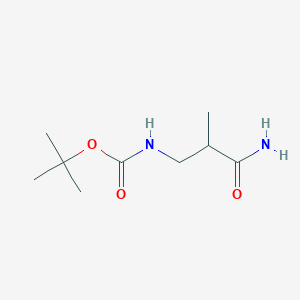 molecular formula C9H18N2O3 B133369 Carbamic acid, (3-amino-2-methyl-3-oxopropyl)-, 1,1-dimethylethyl ester (9CI) CAS No. 143979-23-1