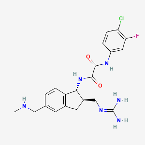 molecular formula C21H24ClFN6O2 B13337413 N-(4-chloro-3-fluoro-phenyl)-N'-[(1R,2R)-2-(guanidinomethyl)-5-(methylaminomethyl)indan-1-yl]oxamide 