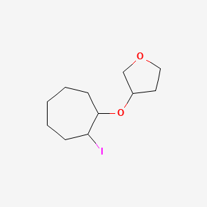 molecular formula C11H19IO2 B13337653 3-[(2-Iodocycloheptyl)oxy]oxolane 