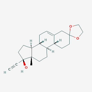 molecular formula C22H30O3 B133379 (8R,9S,10R,13S,14S,17R)-17-ethynyl-13-methylspiro[1,2,4,7,8,9,10,11,12,14,15,16-dodecahydrocyclopenta[a]phenanthrene-3,2'-1,3-dioxolane]-17-ol CAS No. 22170-58-7