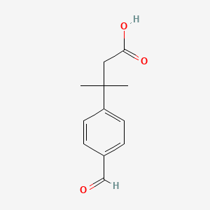 molecular formula C12H14O3 B13338344 3-(4-Formylphenyl)-3-methylbutanoic acid 