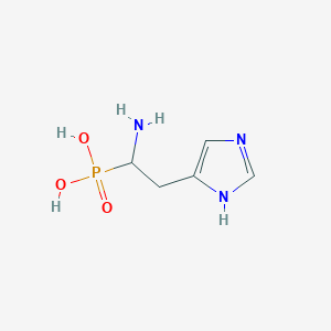 molecular formula C5H10N3O3P B133389 [1-Amino-2-(1h-imidazol-5-yl)ethyl]phosphonic acid CAS No. 156721-55-0