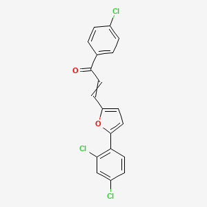 molecular formula C19H11Cl3O2 B1333947 (E)-1-(4-chlorophenyl)-3-[5-(2,4-dichlorophenyl)-2-furyl]-2-propen-1-one 