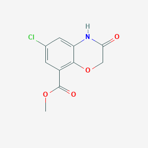 molecular formula C10H8ClNO4 B133396 6-Chloro-3,4-dihydro-3-oxo-2H-1,4-benzoxazine-8-carboxylic acid methyl ester CAS No. 123040-75-5