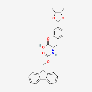 molecular formula C29H29NO6 B13339611 L-Phenylalanine,4-(4,5-dimethyl-1,3-dioxolan-2-yl)-N-[(9H-fluoren-9-ylmethoxy)carbonyl]- 
