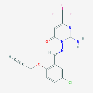 2-amino-3-({(E)-[5-chloro-2-(2-propynyloxy)phenyl]methylidene}amino)-6-(trifluoromethyl)-4(3H)-pyrimidinone