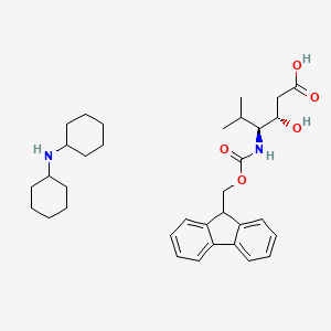 molecular formula C34H48N2O5 B1334000 Dicyclohexylamine (3S,4S)-4-((((9H-fluoren-9-yl)methoxy)carbonyl)amino)-3-hydroxy-5-methylhexanoate CAS No. 204316-10-9
