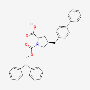 molecular formula C33H29NO4 B1334012 (2S,4R)-1-(((9H-Fluoren-9-yl)methoxy)carbonyl)-4-([1,1'-biphenyl]-4-ylmethyl)pyrrolidine-2-carboxylic acid CAS No. 959578-04-2