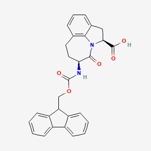 molecular formula C28H24N2O5 B1334019 Fmoc-(2S,5S)-5-amino-1,2,4,5,6,7-hexahydroazepino[3,2,1-Hi]indole-4-one-2-carboxylic acid CAS No. 204326-24-9