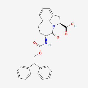 molecular formula C28H24N2O5 B1334019 (2S,5S)-Fmoc-5-amino-1,2,4,5,6,7-hexahydro-azepino [3,2,1-HI] indole-4-one-2-carboxylic acid CAS No. 204326-24-9