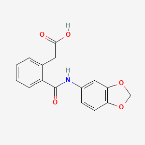 molecular formula C16H13NO5 B1334040 2-(2-(Benzo[d][1,3]dioxol-5-ylcarbamoyl)phenyl)acetic acid CAS No. 811841-53-9