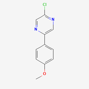 molecular formula C11H9ClN2O B13340530 2-Chloro-5-(4-methoxyphenyl)pyrazine 