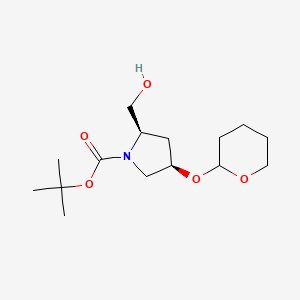 molecular formula C15H27NO5 B13340551 tert-Butyl (2R,4R)-2-(hydroxymethyl)-4-((tetrahydro-2H-pyran-2-yl)oxy)pyrrolidine-1-carboxylate 