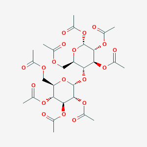 molecular formula C28H38O19 B133409 [(2R,3R,4S,5R,6R)-4,5,6-三乙酰氧基-3-[(2R,3R,4S,5R,6R)-3,4,5-三乙酰氧基-6-(乙酰氧基甲基)氧杂环-2-基]氧杂环-2-基]甲基乙酸酯 CAS No. 6920-00-9