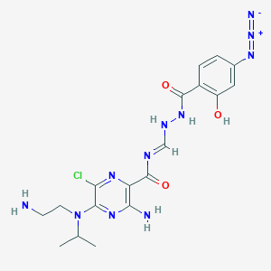 molecular formula C18H22ClN11O3 B133410 5-(N-2'-Aminoethyl-N'-isopropyl)amiloride-N-(4''-azidosalicylamide) CAS No. 144176-48-7