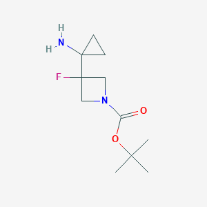 molecular formula C11H19FN2O2 B13341580 tert-Butyl 3-(1-aminocyclopropyl)-3-fluoroazetidine-1-carboxylate 