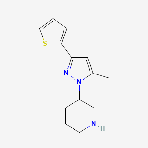 molecular formula C13H17N3S B13341598 3-(5-methyl-3-(thiophen-2-yl)-1H-pyrazol-1-yl)piperidine 
