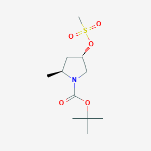 molecular formula C11H21NO5S B13341646 tert-Butyl (2S,4S)-2-methyl-4-((methylsulfonyl)oxy)pyrrolidine-1-carboxylate 
