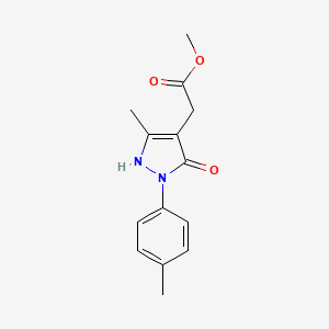 molecular formula C14H16N2O3 B13341848 Methyl 2-(5-methyl-3-oxo-2-(p-tolyl)-2,3-dihydro-1H-pyrazol-4-yl)acetate 