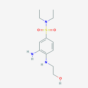 molecular formula C12H21N3O3S B1334252 3-amino-N,N-diethyl-4-[(2-hydroxyethyl)amino]benzene-1-sulfonamide CAS No. 49804-34-4