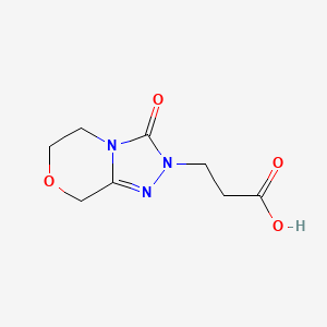 molecular formula C8H11N3O4 B13342781 3-{3-oxo-2H,3H,5H,6H,8H-[1,2,4]triazolo[3,4-c]morpholin-2-yl}propanoic acid 